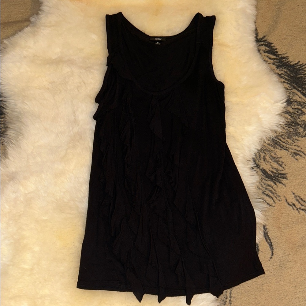 Long black tank with ruffles